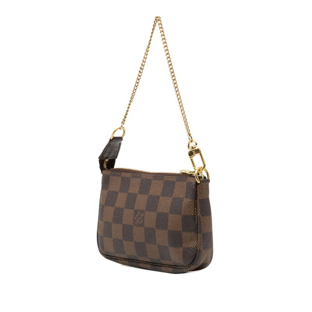 LOUIS VUITTON Authentic Brown Damier Leather Pochette Mini Bag - Picture 2 of 6